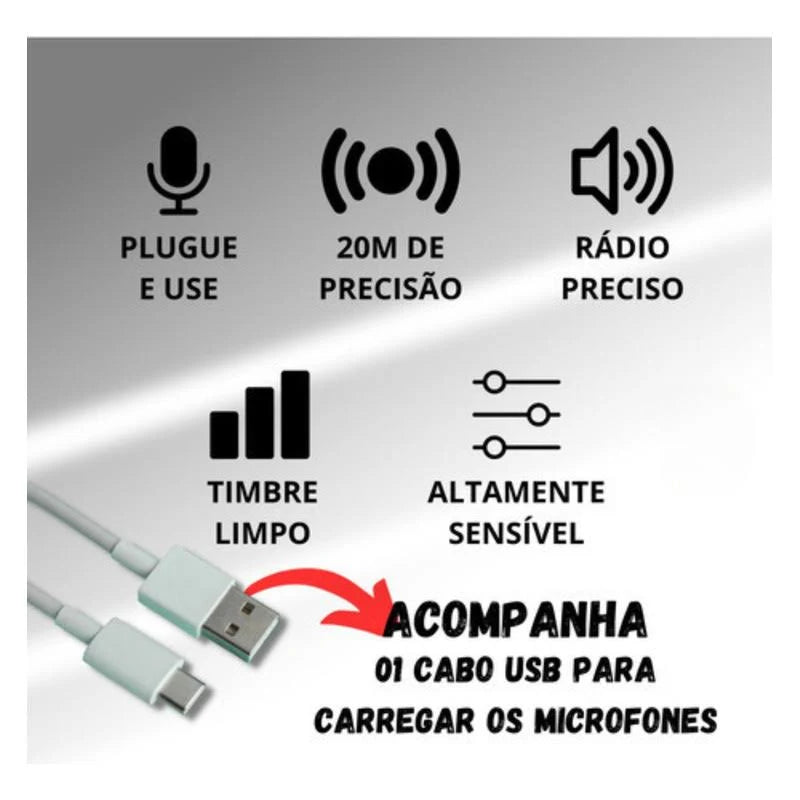 Microfone de Lapela Pro | Microfone sem Fio | Transmissões em Alta Qualidade