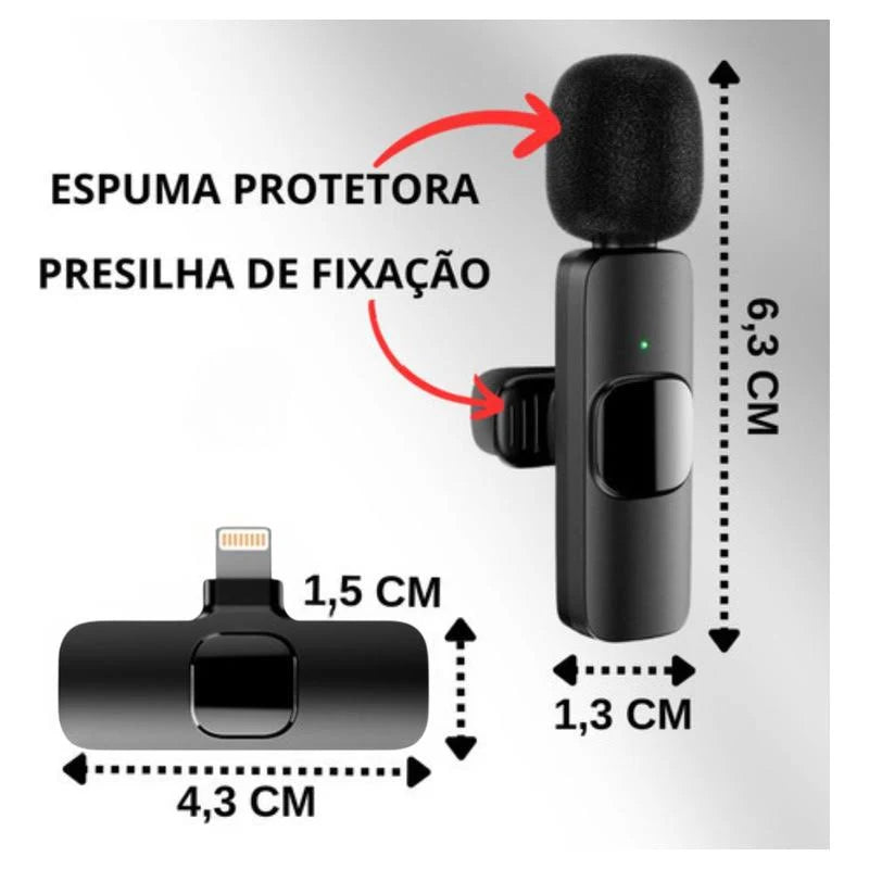 Microfone de Lapela Pro | Microfone sem Fio | Transmissões em Alta Qualidade