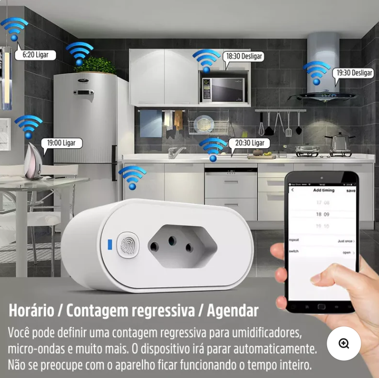 Tomada Inteligente Wi-Fi GT | Tecnologia à prova de fogo ABS+PC | Controle Tudo a Distancia