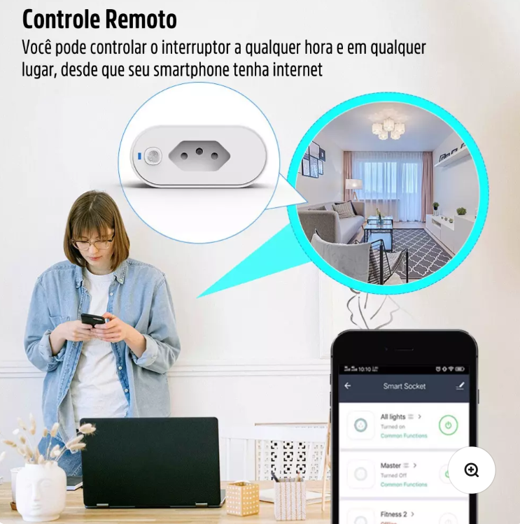 Tomada Inteligente Wi-Fi GT | Tecnologia à prova de fogo ABS+PC | Controle Tudo a Distancia